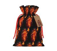 Fire Nude Woman Flame Printing Fashion Drawstring Bag With Kraft Tag For Christmas Halloween Party Gift Packaging