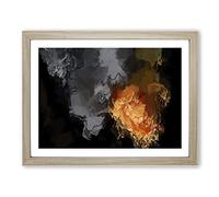 Fire Of The Mind In Abstract Modern Art Framed Print | A4 Oak Framed Wall Art | Ready to Hang | Abstract Fantasy Picture | Living Room Bedroom Lounge Office