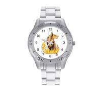 Fire of The Wolf Watches for Men Business Dress Watch Analog Quartz Wristwatch Stainless Steel Band