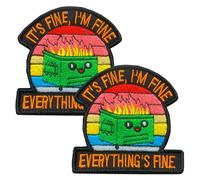 Fire on Dumpster:I'm Fine Everything is Fine,2 Pcs Cute Meme Trendy Sarcastic Tactical Morale Emblem - Hook and Loop Embroidered - Molle Attachment for Backpack Bag Vest Jacket Hat Helmet