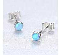 Fire Opal Earrings Silver 925 Elegant Small Sterling Silver Blue Opal Hamsa Stud Earring For Women