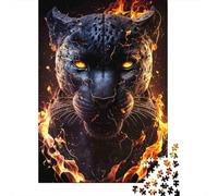 Fire Panther Jigsaw Puzzle 1000Pc Recycled Paper for Adults Inferno GuardianPuzzle Educational Game Challenge Home Activity Festivals Birthday Gifts 52x38cm/1000pcs