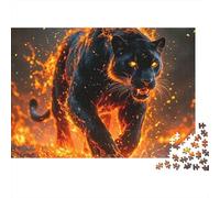 Fire Panther Roar Puzzles 1000 Pieces for Adults Jigsaw Puzzles for AdultsFiery Black Panther 1000 Piece Puzzle Classic Educational Games Beautiful Decoration PuzzledChallenging
