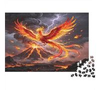 Fire Phoenix 1000 Piece Jigsaw Puzzle Paper for Adults Volcano Lightning Jigsaw Puzzle for Family Relaxation Focus Gift Home Decoration 38x26cm/1000pcs