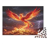 Fire Phoenix 1000 Piece Jigsaw Puzzle Paper Puzzle for Adults Thunderstorm Night Sky Relaxing Focus Home Decor 70x50cm/1000pcs