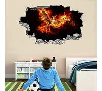 Fire Phoenix 3D Broken Wall Stickers Bird Wall Mural Art Abstract Art Nursery Children's Bedroom Living Room Background Wall Decal Removable Vinyl Home Decoration 65x98cm