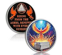 Fire Phoenix 7 Year Sobriety Coin, Rising from The Ashes AA Medallion - Addiction Recovery Chip with Token Capsule, Personalized Affirmation Sobriety Gift for Men Women