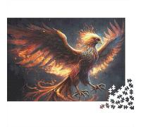 Fire Phoenix Bird Thick 1000 Piece Puzzle for Adults Phoenix Fire Wings Power Premium Sturdy Vibrant Challenging Hard Difficult Stress Relief 38x26cm/1000pcs