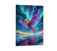 Fire Phoenix Canvas Wall Art Glacier Aurora Print On Canvas Modern for Bedroom, Living Room, Or Kitchen Decoration Gift 12x18inch(30x45cm)