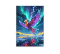 Fire Phoenix Canvas Wall Art Glacier Aurora Print On Canvas Modern for Home Office Bedroom Home Decor Gift 12x18inch(30x45cm)
