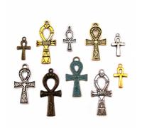 Fire Phoenix Designs Egyptian Ankh Cross Charms Set 10PC Gold Silver Bronze Egypt Pendant Mix CM052024