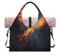 Fire Phoenix Pattern Sports Duffel Bag for Women Men Weekend Overnight Bag with Shoe Compartment Shoulder Tote Luggage Bag for Yoga Gym Travel