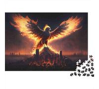 Fire Phoenix Rising Colourful Phoenix over Castle 1000 Pcs Jigsaw for Adults & Kids Unique Challenging Fun Activity 70x50cm/1000pcs