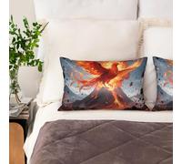 Fire Phoenix Satin Pillowcase for Hair and Skin Set of 2,Ultra Smooth Soft Breathable Cooling Pillow Cases Queen Size 20x30 Inch Bed Pillowcovers with Hidden Zipper Cushion Case Gifts for Women Men