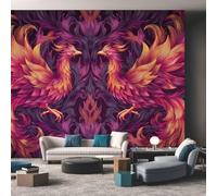 Fire Phoenix Wallpaper Purple, Fantasy Animal Wall Paper for Bedrooms, Home Decor Photo Wallpaper for Living Room 450x315 Non-Woven Wall Mural W&7