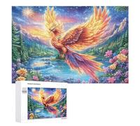 Fire Phoenix with Sun And Stars 1000 Piece Jigsaw Puzzle for Adults Indoor Logical Game Brain Stimulation Gift for All Occasions 1000 PCS