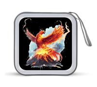 Fire Phoenixes Volcanoes Eruption CD Case 40 Capacity Plastic DVD Storage Box Sleeves Zippered Wallet