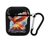Fire Phoenixes Volcanoes Eruption PC Headphone Case for AirPods 1 And 2 Earphone Cover Earbuds Accessories with Keychain