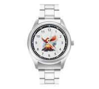 Fire Phoenixes Volcanoes Eruption Quartz Watch Stainless Steel Wrist Watches for Men Women Easy to Read