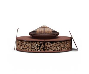 Fire Pit 3-in-1 Fire Bowl BBQ & Table Garden Patio Outdoor Heating Wood Burning