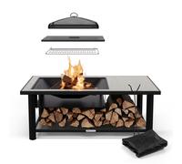 blumfeldt Merano Avanzato L Fire Pit - 3-in-1 Fire Bowl, BBQ & Table, Terrazzo Top, Durable Steel Frame, Includes Grill Grate, Spark Guard, Poker & Fire Pit Lid, Perfect for Garden & Patio