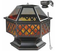 Fire Pit BBQ Firepit Brazier Stove Patio Heater Grill Garden Hexagonal