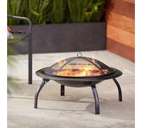 Fire Pit, Bbq Grill, Portable Folding 26-Inch Outdoor Metal Wood Log Grill Burner Camping Garden