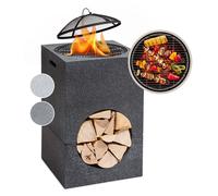 Fire Pit BBQ Patio Heater Fire Bowl Garden Outdoor Round Grill Log Burner Black
