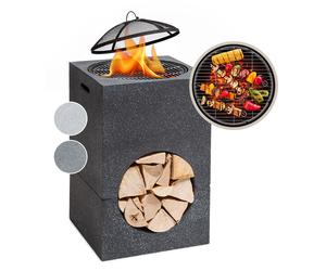 Fire Pit BBQ Patio Heater Fire Bowl Garden Outdoor Round Grill Log Burner Black