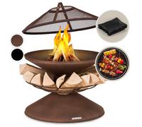 Fire Pit BBQ Patio Heater Fire Bowl Garden Outdoor Round Grill Log Burner Brown