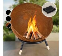 Fire Pit BBQ Patio Heater Fire Bowl Garden Outdoor Round Grill Log Burner Brown