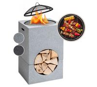 Fire Pit BBQ Patio Heater Fire Bowl Garden Outdoor Round Grill Log Burner Grey