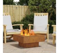 Fire Pit Black Cold-Rolled Steel 60 x 60 x 30 cm Square Outdoor Bistro Garden XL