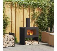 Fire Pit Black Cold-Rolled Steel Rectangular 60x40x96 cm Outdoor UK Garden