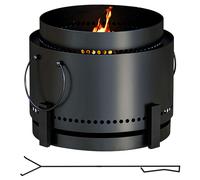 Fire Pit Black Metal 37x32cm Smokeless Wood Burning Spherical Outdoor Bowl Large
