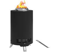 Fire Pit Black Powder-Coated Stainless Steel 16x16x25cm Smokeless Mini Cylinder