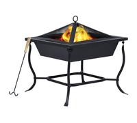 vidaXL Fire Pit Black 42x42x45 cm Steel Garden Burning Pit Bowl Patio Fireplace