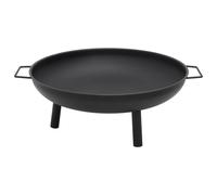 Fire Pit Black Powder Coated Steel 67.5x58x22.5 cm XL Outdoor Bowl with Handles