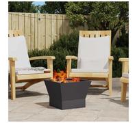 Fire Pit Black Steel 40x40x30cm Square Modern Outdoor Garden Firebowl For Patio