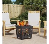 Fire Pit Black Steel 40x40x40cm Portable Outdoor Square Modern Patio for Balcony