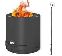 Fire Pit Black Steel Φ45cm x 42H Outdoor Round with Ash Tray & Poker - Portable