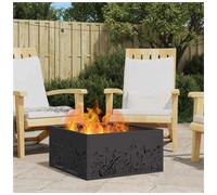 Fire Pit Black Steel 60x60x30cm Square Outdoor Portable Patio Heater Fire Bowl