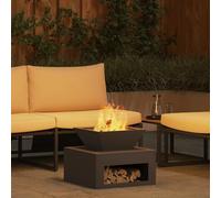 Fire Pit Black Steel Cube 50x50x40cm Outdoor Heat-Resistant Modern Garden-Ready