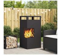 Fire Pit Black Steel Rectangular 50x50x100cm Outdoor Portable Modern Rustproof