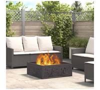 Fire Pit Steel Outdoor Metal Square Portable Garden Features Balcony vidaXL