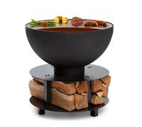 Fire Pit Bowl 2in1 BBQ 60 cm Steel Garden Outdoor Fire Bowl Grill Table Black