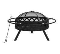 vidaXL Fire Pit Fire Bowl Outdoor Fireplace Patio Heater with Poker XXL Steel
