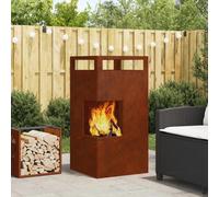 Fire Pit Weathering Brown Cold-Rolled Steel 50x50x100cm Rectangular Outdoor Use