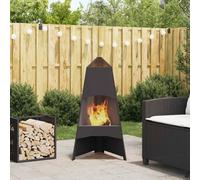 Fire Pit Cone-Shaped Black Steel 50x50x95cm Outdoor Modern Durable Rustproof