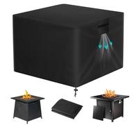 Fire Pit Cover - 85cm Firepit Covers Round Waterproof Heavy Duty Rip Proof 420D Oxford Fabric, Gas Fire Pit Covers with Drawstring for Outdoor Garden Fireplace (Black, Square - 77x77x64cm)